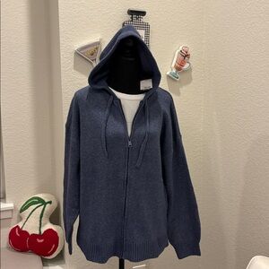 NWT SO Perfect Hoodie Blue Zip Up Sweater Long Sleeve Large L